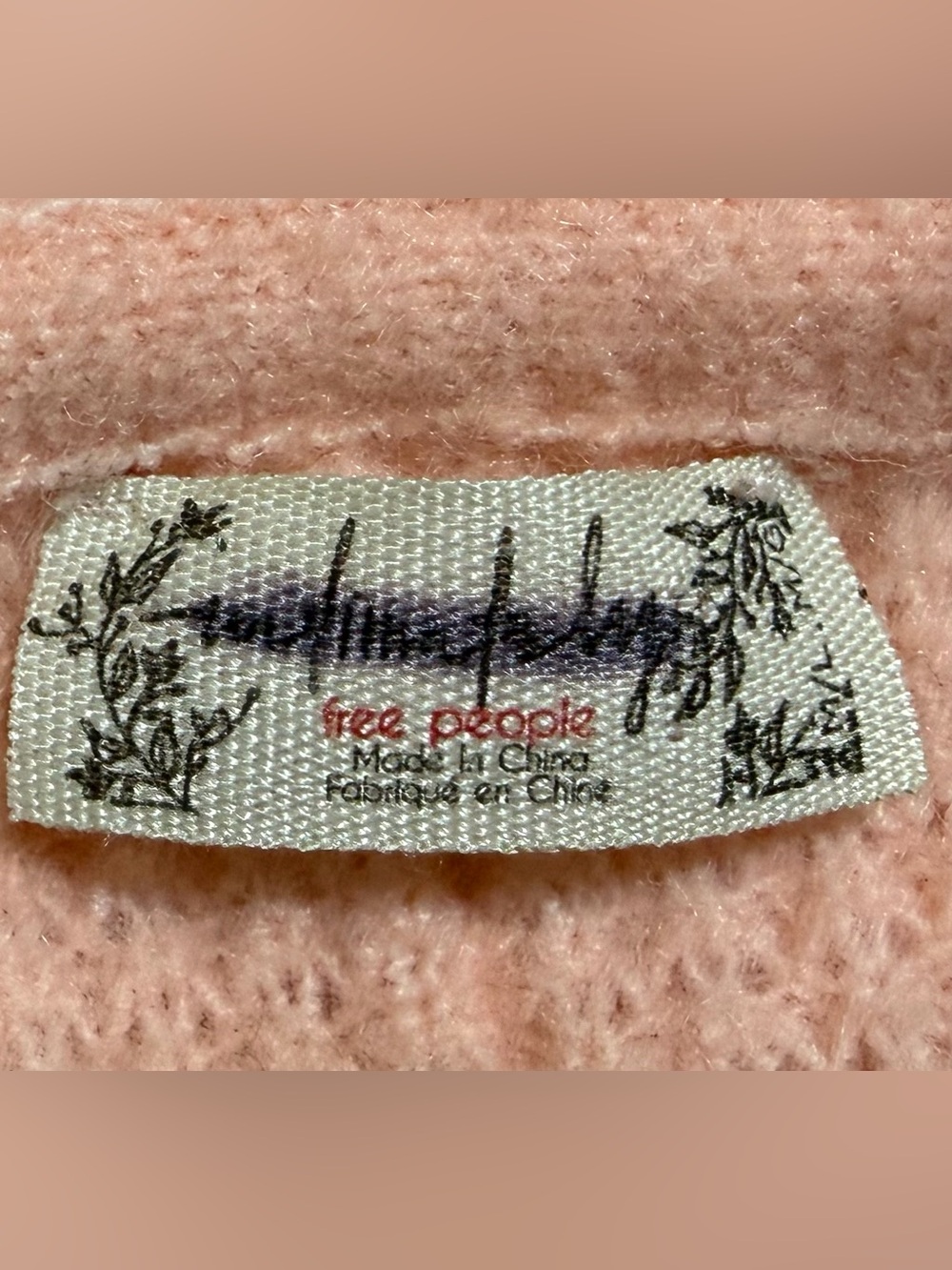 • Free People C.O.M.F.Y. Waffle Knit Tunic V-Neck Oversized Sweater sherbert M-L - Picture 5 of 6